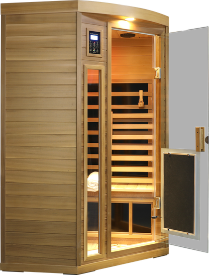 Low EMF Far-Infrared Two Person Sauna with LCD Touch Control - Natural Red Cedar