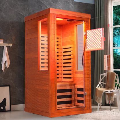 Infrared Sauna with Bluetooth Audio and Solid Wood Construction - Natural