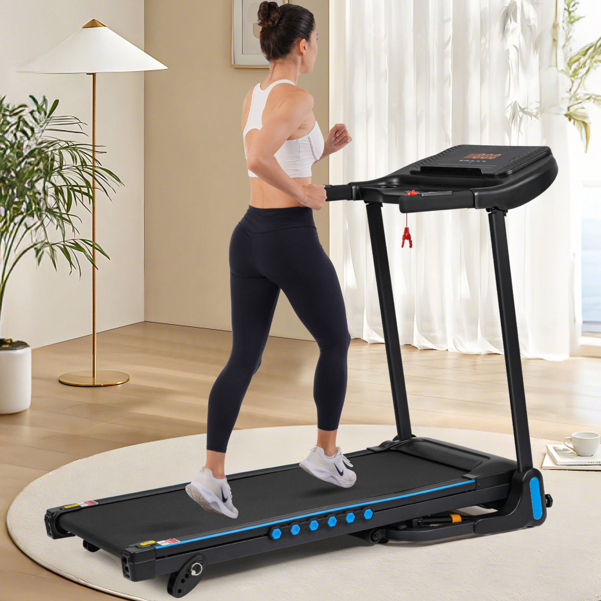Incline Treadmill for Running & Walking with Hydraulic Folding - Black