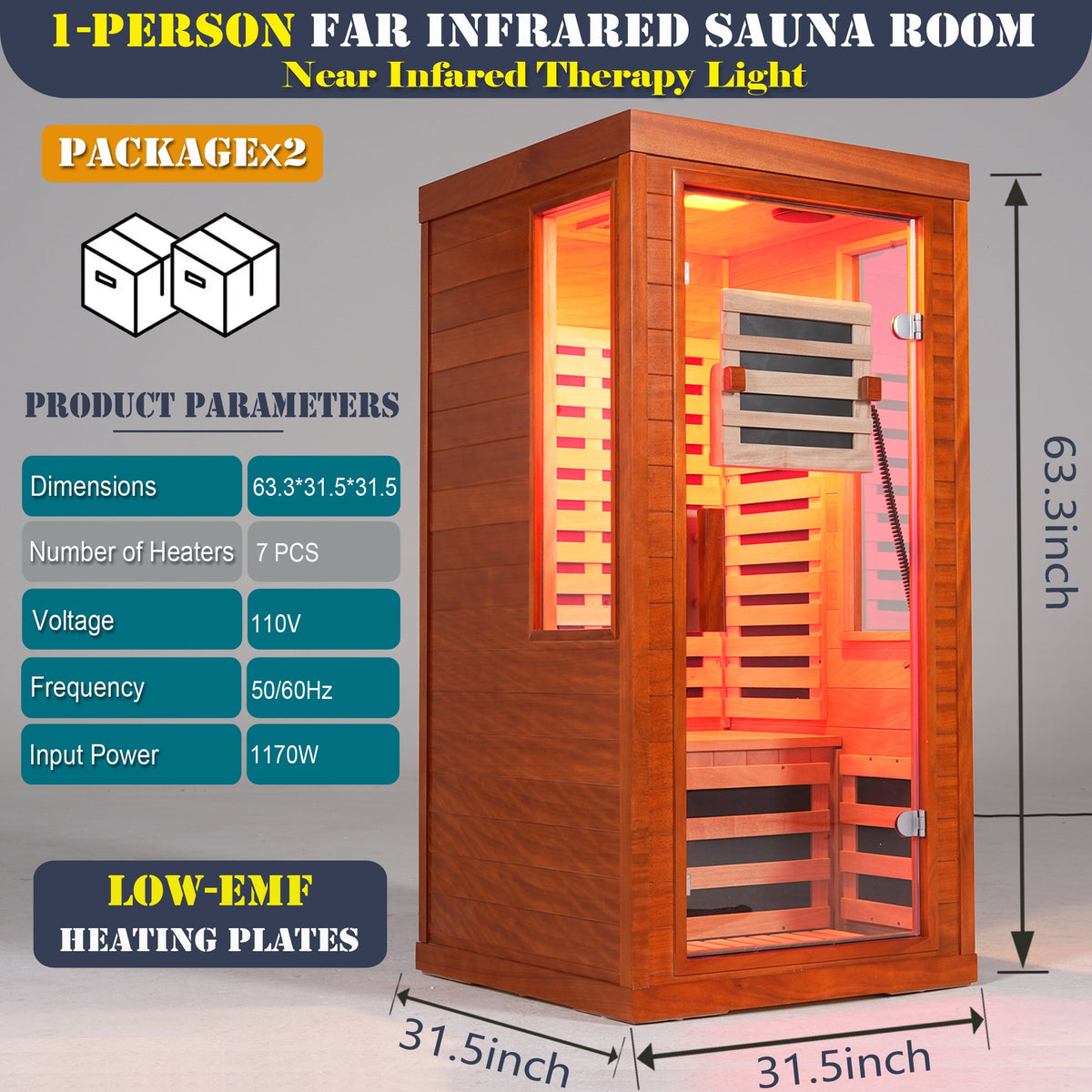 Infrared Sauna with Bluetooth Audio and Solid Wood Construction - Natural