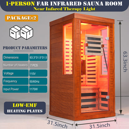 Infrared Sauna with Bluetooth Audio and Solid Wood Construction - Natural