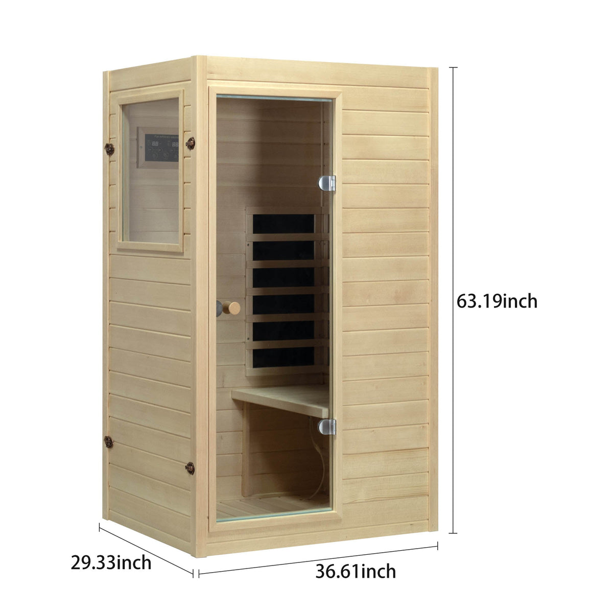 Far Infrared Sauna Room with 5 Epoxy Heating Panels - Spruce Wood
