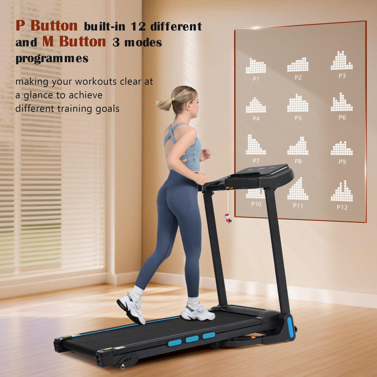 3.5Hp Hydraulic System Auto Foldable Treadmill with Incline - Black