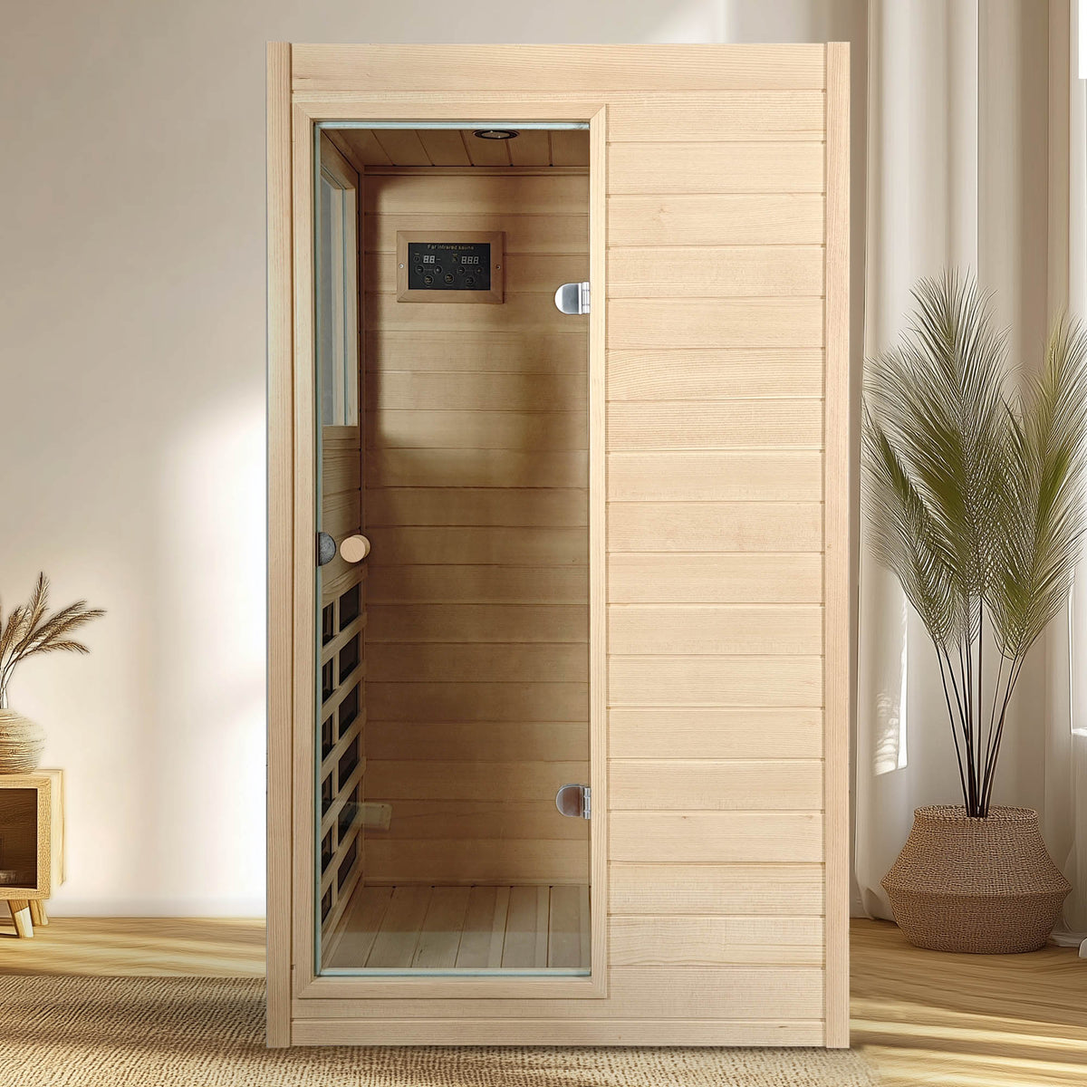 Far Infrared Sauna Room with 5 Epoxy Heating Panels - Spruce Wood