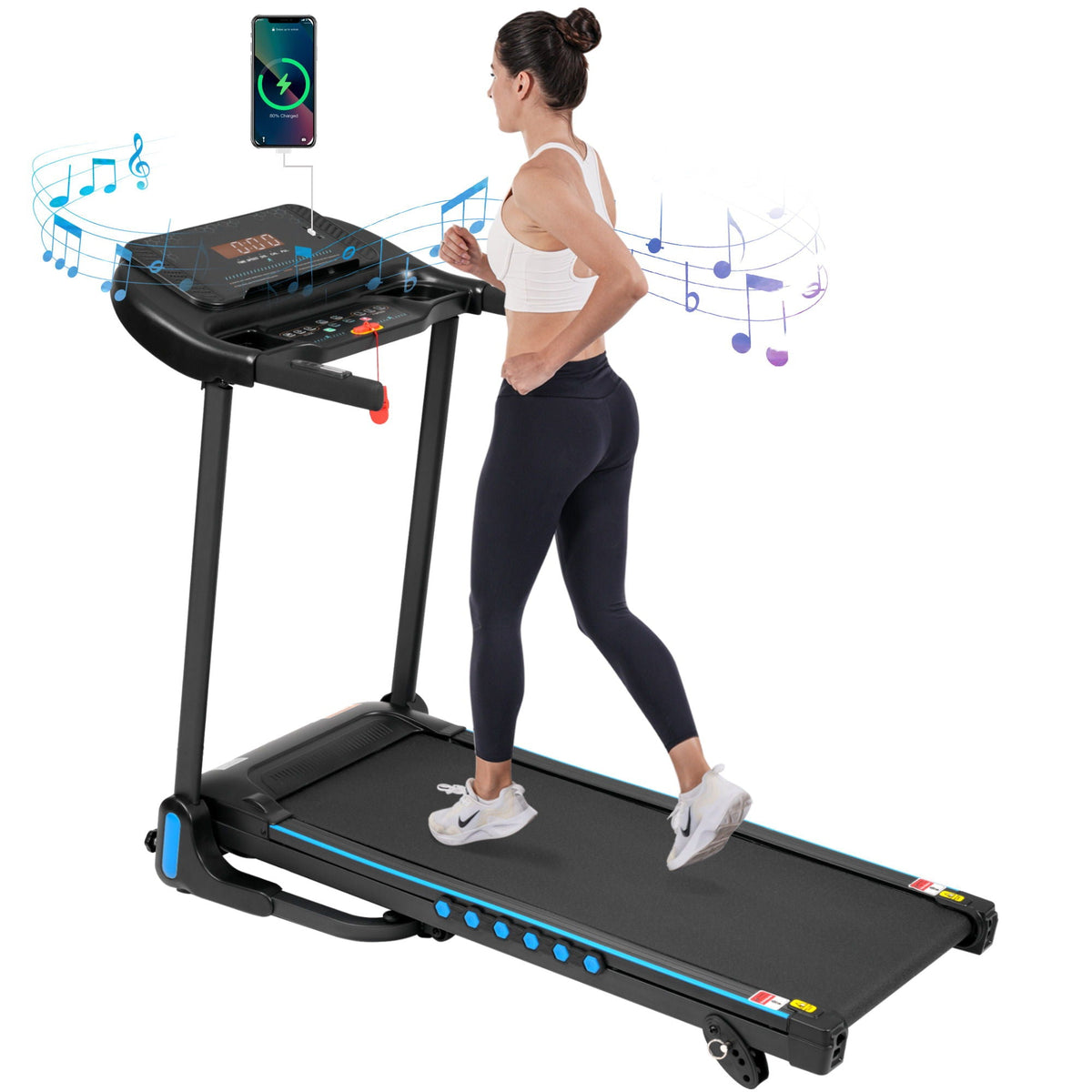 Incline Treadmill for Running & Walking with Hydraulic Folding - Black