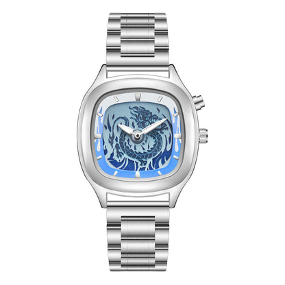 Personalized Retro Dragon-shaped Dual-display Mens Watch With A Trendy Premium Look And Water Resistance
