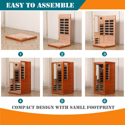 Infrared Sauna with Bluetooth Audio and Solid Wood Construction - Natural