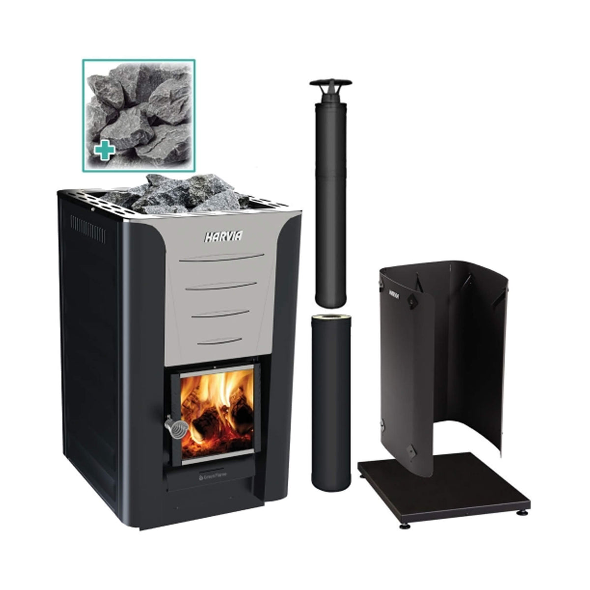Harvia Pro 20 Premium Wood-Burning Sauna Heater Stove Package [PRO20-PKG] (SAK15748)