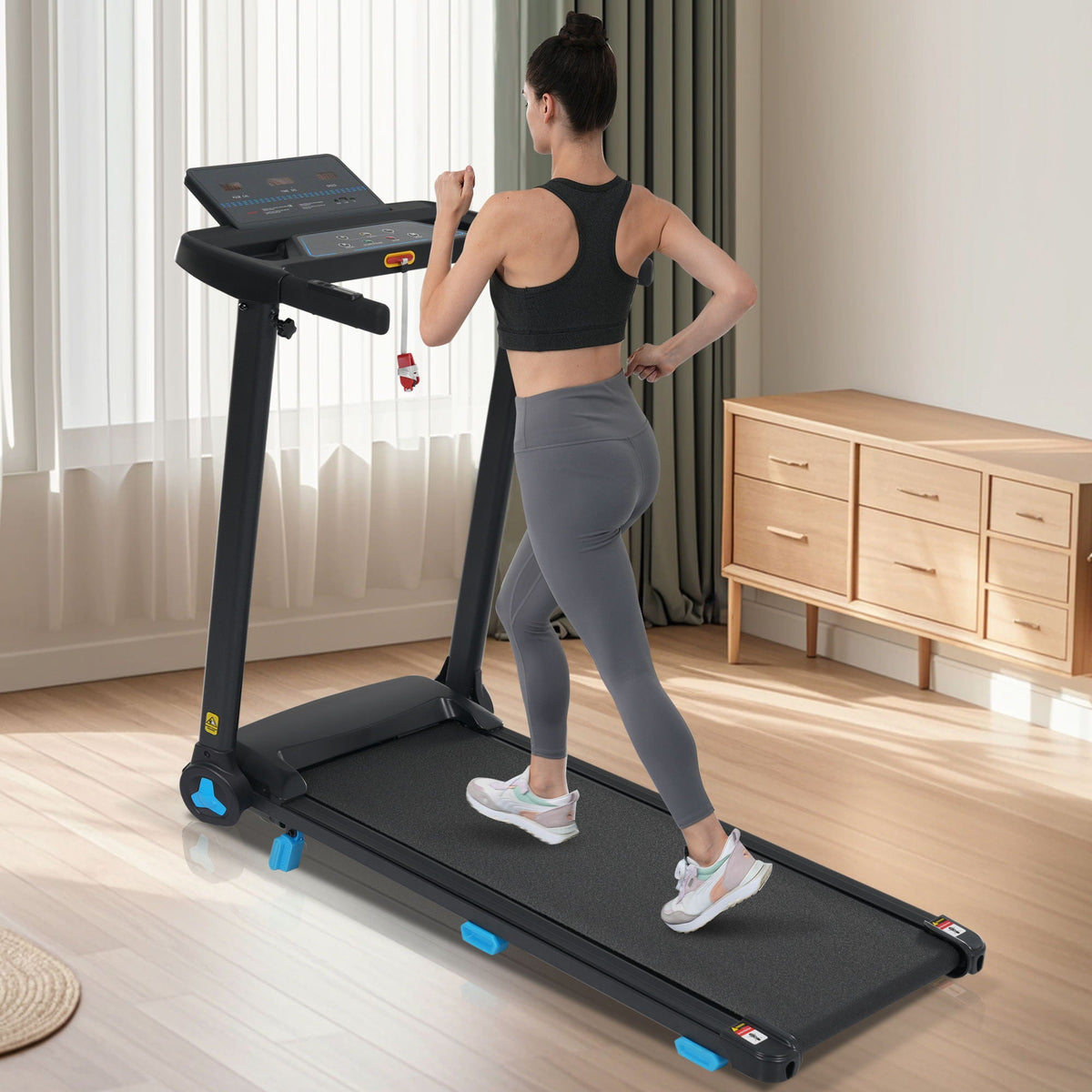 Folding Treadmill for Home with 3.0HP Motor and Bluetooth - Black