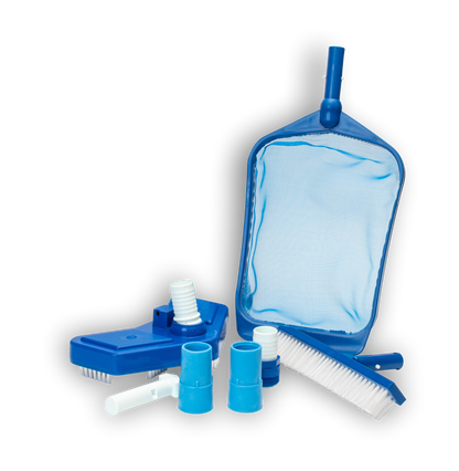 Slim Pool Cleaning Accessory Kit – Brustec Set with Leaf Skimmer with Reinforced Mesh, Weighted Vacuum Head & Wall Brush fo Vinyl, Fiberglass, Concrete Pools, In-Ground & Above Ground, Hot Tub/Spa, Fits Standard Poles & Hoses