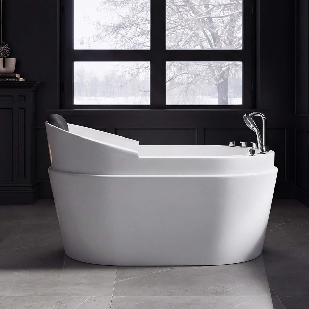 Aqualis Large Premium Acrylic Whirlpool Tub With Air Jets Pillow And Seat (SAK17326)