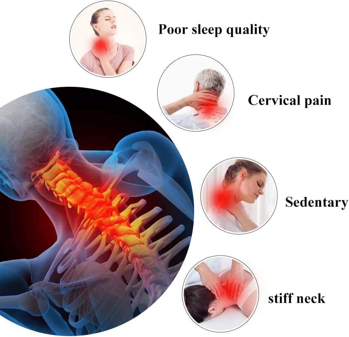 Neck and Shoulder Relaxer, Cervical Traction Device Acupressure Neck Shoulder Back Support Massage Pillow, Neck Stretcher Massager, Posture Corrector for Pain Relief, Cervical Spine Alignment