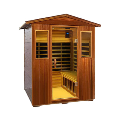 Valois Premium 4-Person Luxury Low EMF Outdoor FAR Infrared Home Sauna With Bluetooth Audio (SAK15372)