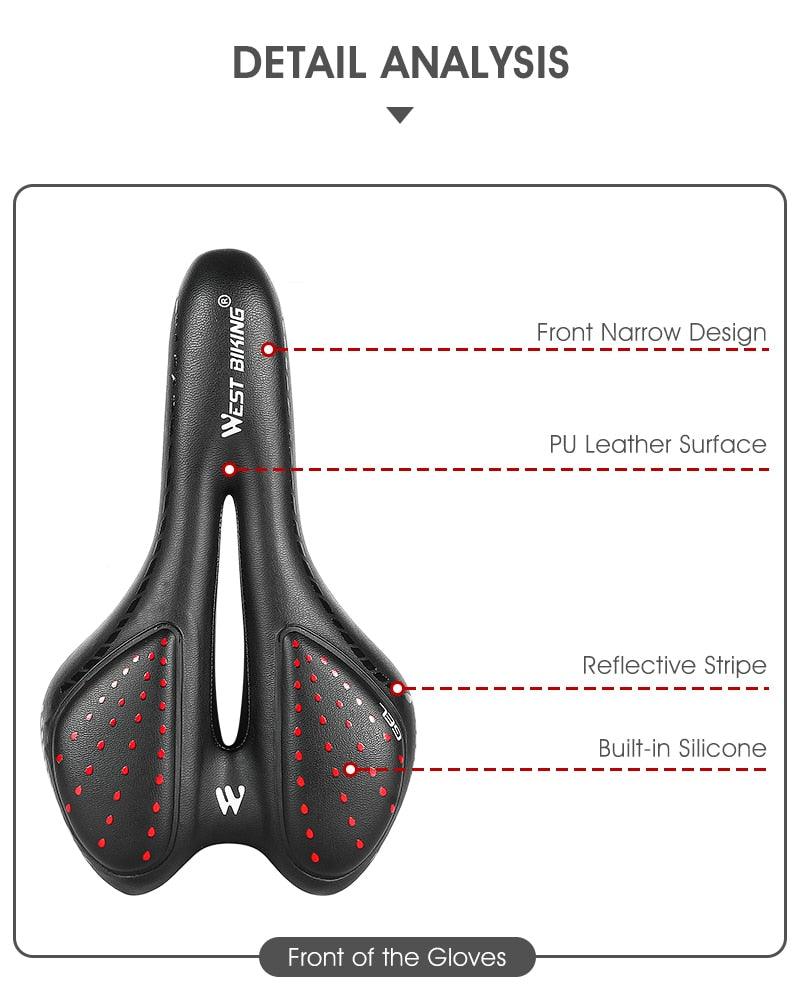 Bike Saddle Mountain Road Bike Seat PU Leather Gel Filled Cycling Cushion Comfortable Shockproof Bicycle Saddle Seat Cushion For Men Comfort Bike Saddle Anti-Slip Bicycle Saddle Waterproof Bicycle Seat For Mountain Bike Seat