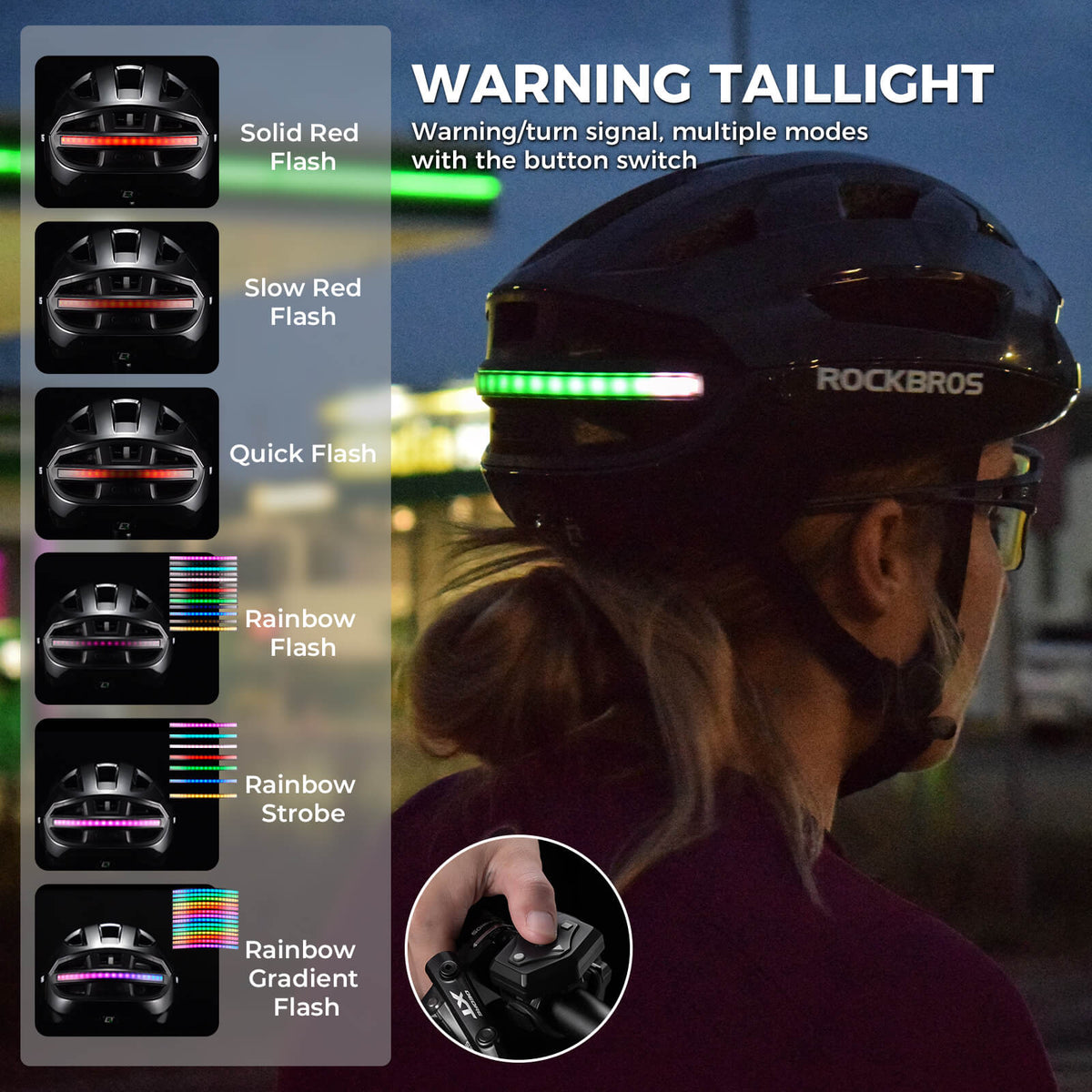 Smart Bike Helmet with Remote-Controlled Warning Lights