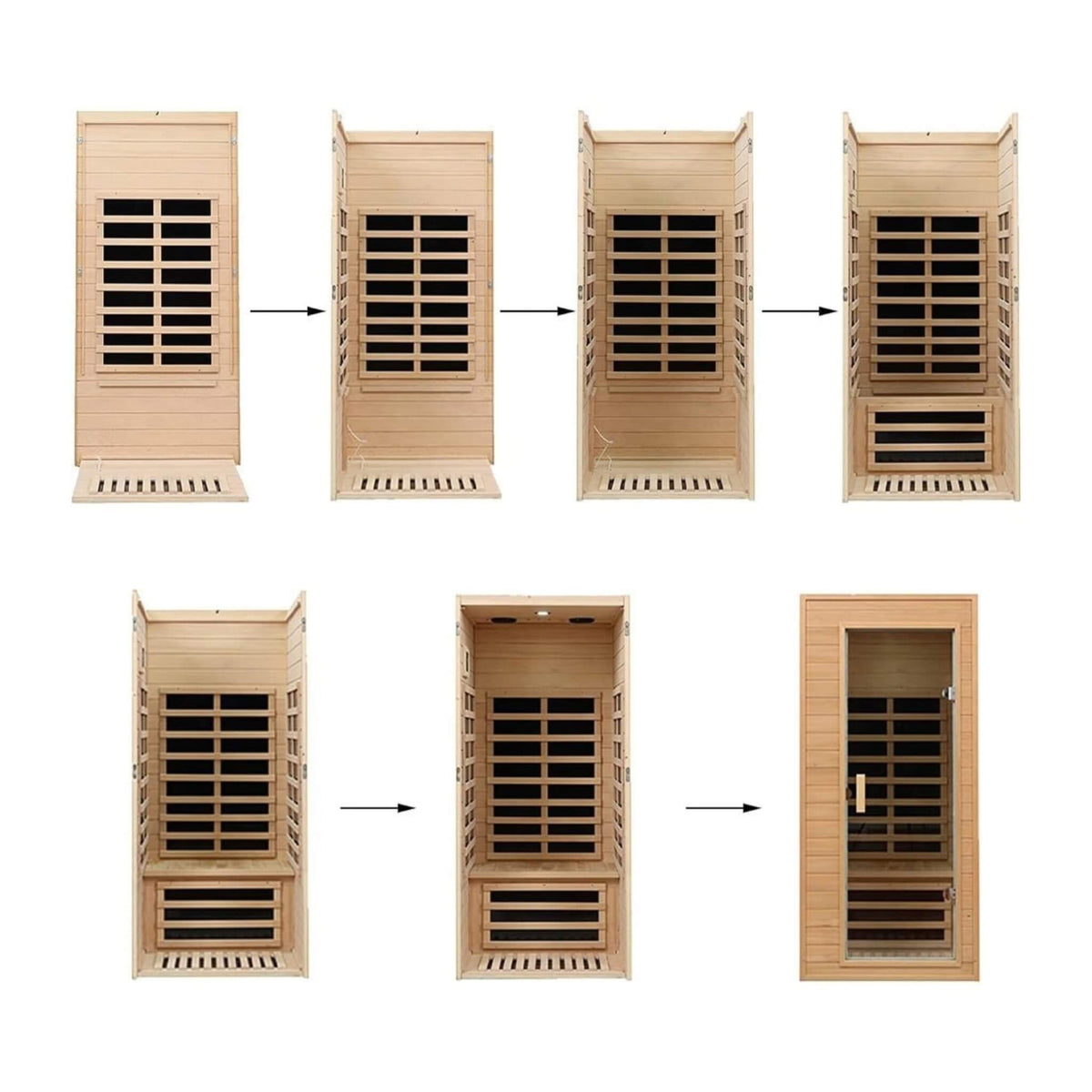 Elara Premium 1-Person Indoor Low EMF FAR Infrared Heat Hemlock Wood Personal Home Spa Sauna (SAK27463)