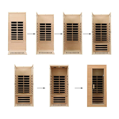 Elara Premium 1-Person Indoor Low EMF FAR Infrared Heat Hemlock Wood Personal Home Spa Sauna (SAK27463)