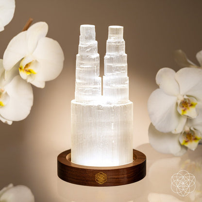 Two-Tower Selenite Lamp – Deep Energy Cleanse & Reset