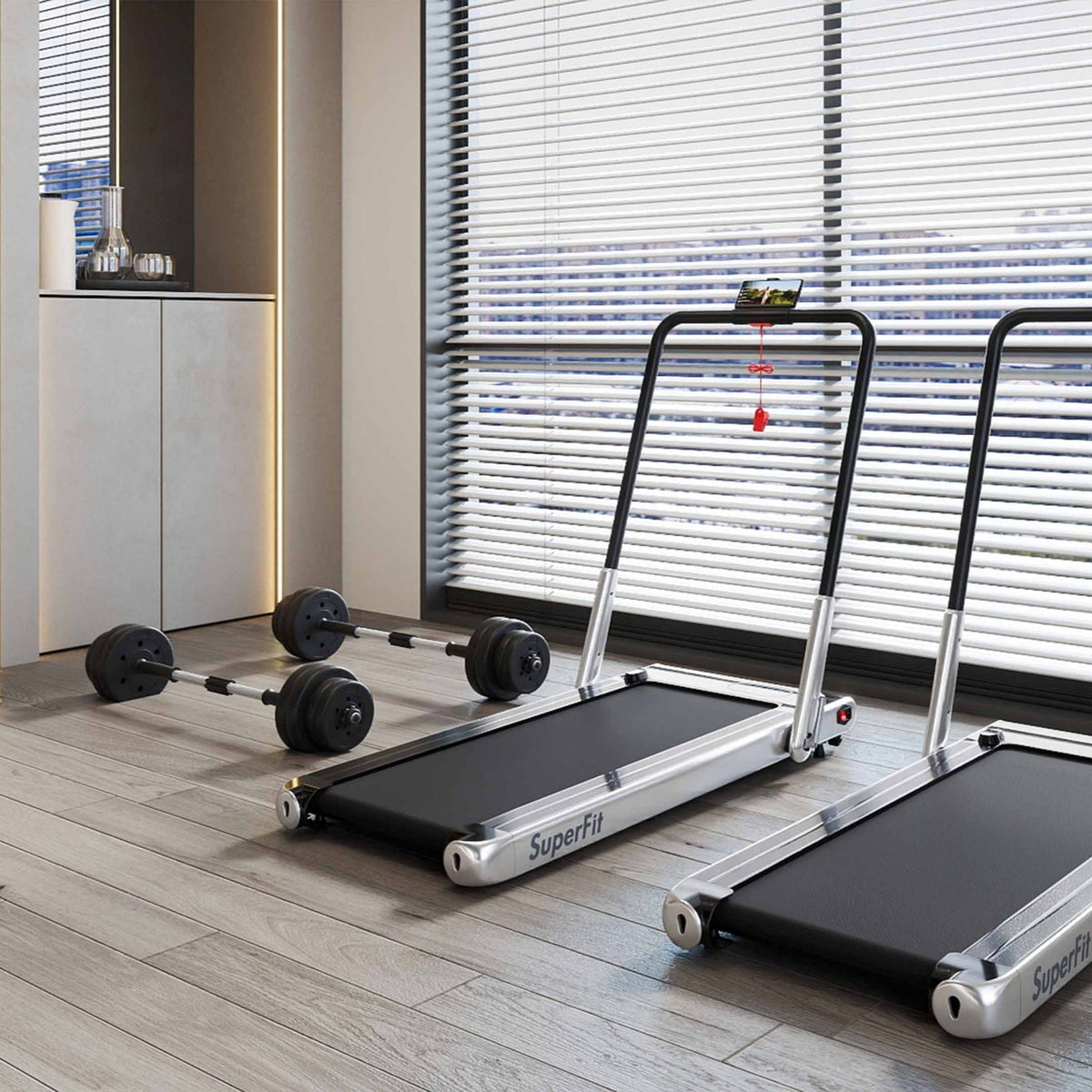 Fitness Room Set: Dumbbell Weight Set+3-in-1 3HP Folding Treadmill
